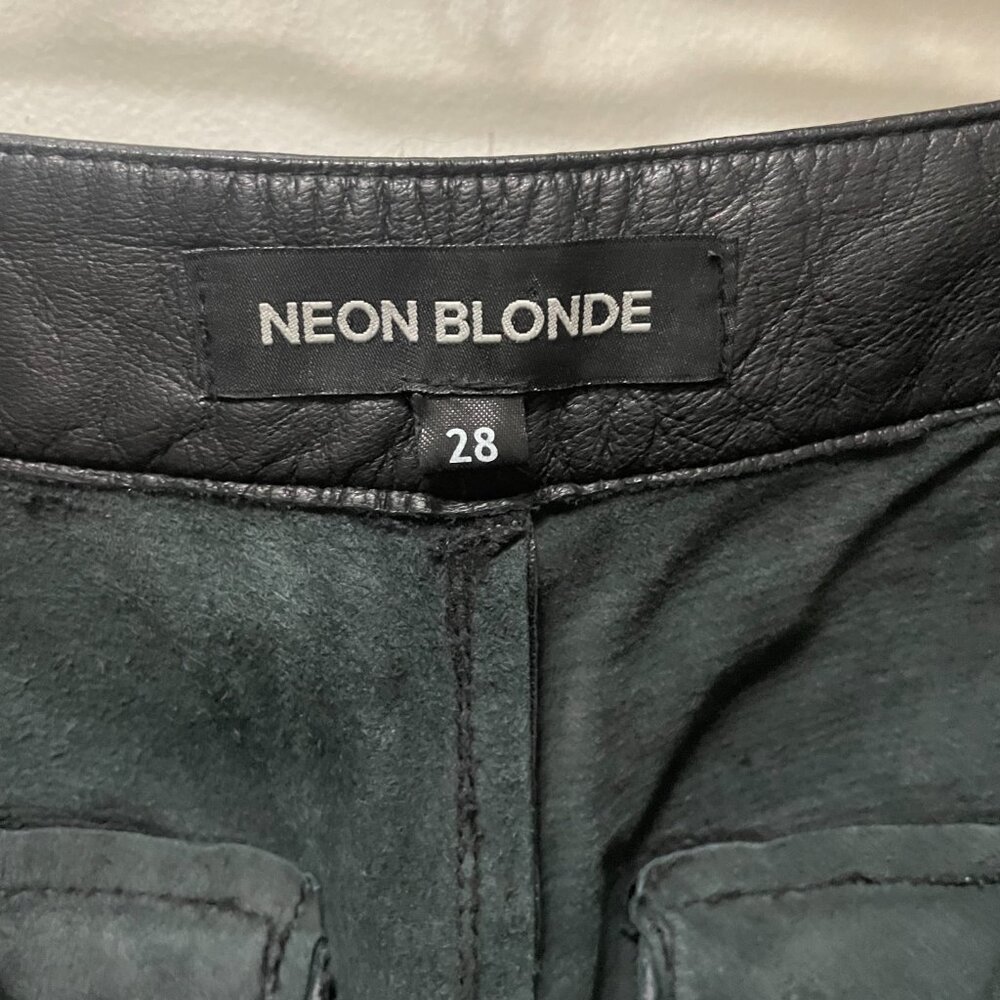 Free People (Neon Blonde) ‘Nadia’ High-Rise Genuine Lamb Leather Pants Size 28 - Picture 7 of 13